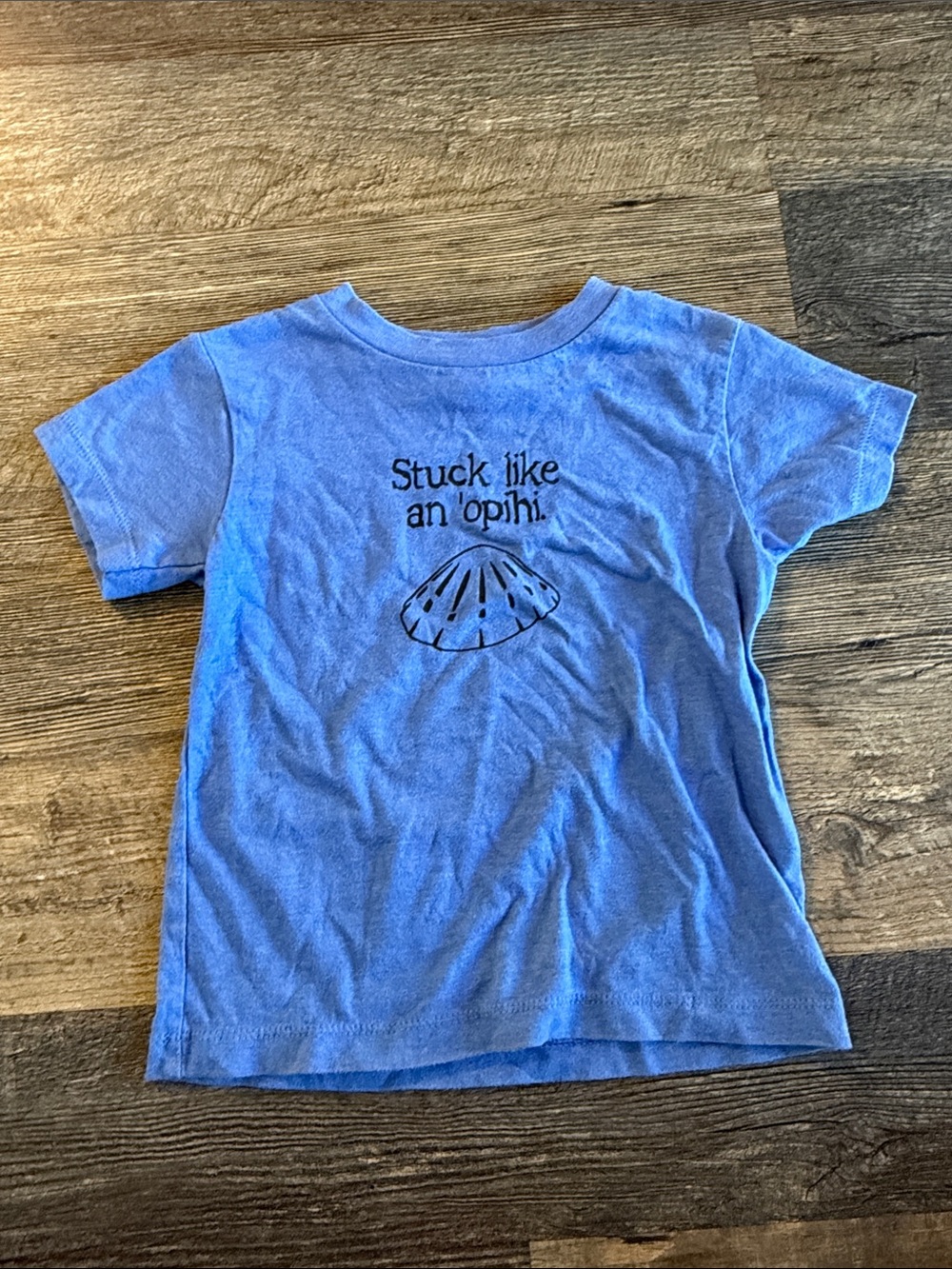 Kids Blue Graphic Tee - 'Stuck like an 'opihi'